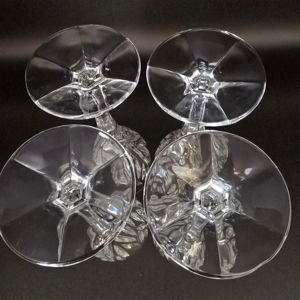 Stuart Crystal Clear Glass Facted Water/Champagne Wine/Goblet w/ Charms Set of 4